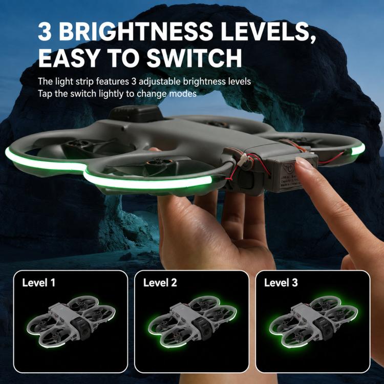 For DJI Avata 360 RCSTQ Night Flight LED Light Strip Kit 3 Brightness Levels Rechargeable Safety Warning Lamp