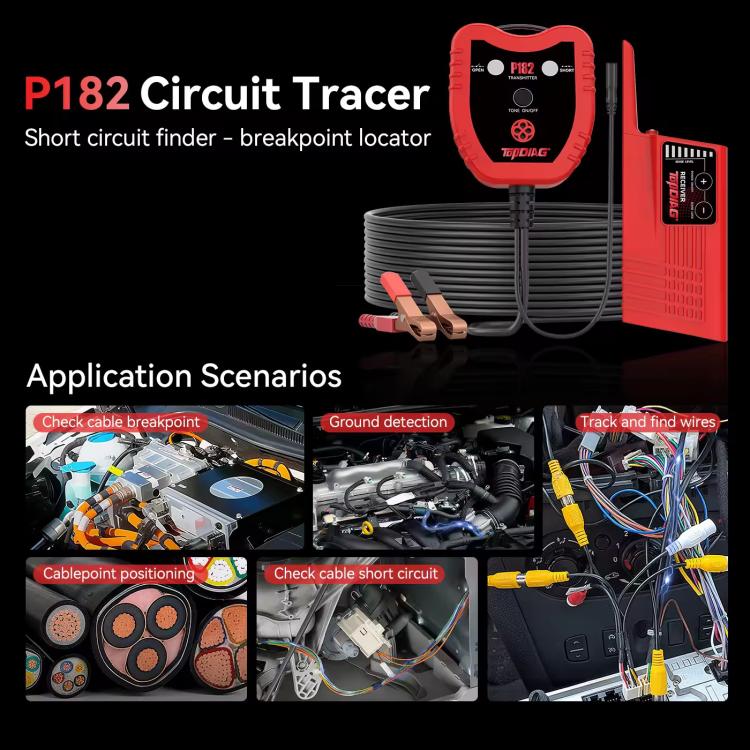 TopDiag P182 Automotive Short And Open Circuit Finder Circuit Tracer Tool For Car Truck Wire Breakpoint Locator With Probes