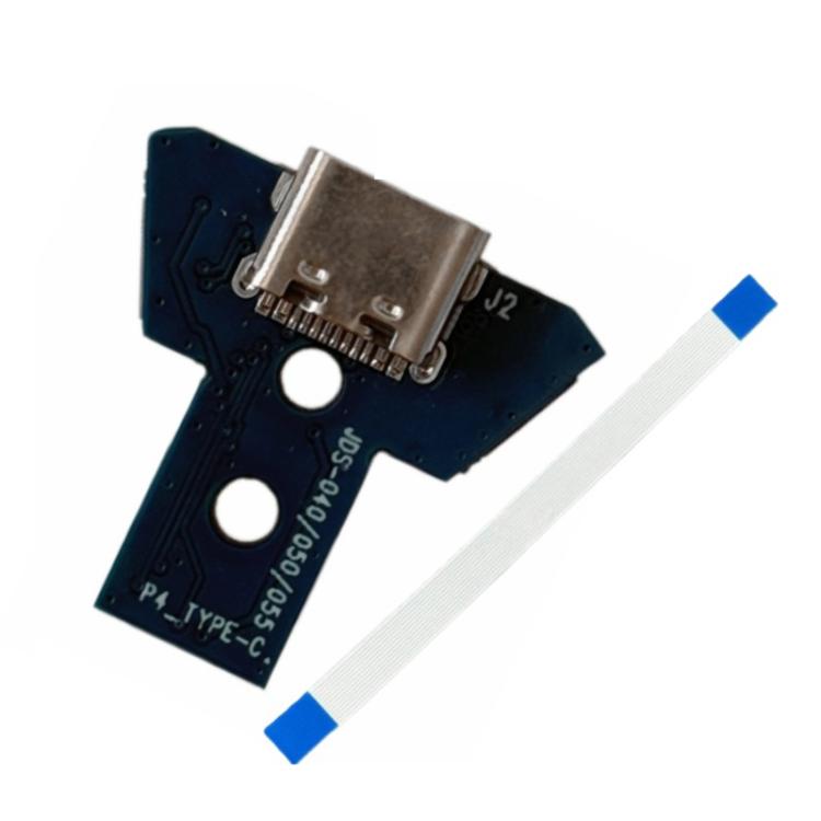 For PS4 Controller USB-C / Type-C Charging Port Board JDS-040/050/055 Power Socket Repair Mod Kit, No Cable, with Cable
