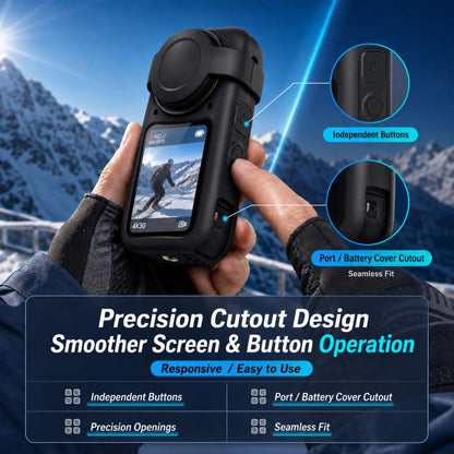 For Insta360 X6 Silicone Protective Case & Lens Cap Set Soft Body Sleeve Cover, Silicone Case