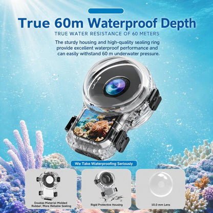 For Insta360 X6 Magnetic Quick Release Waterproof Housing 360 Panoramic 60m Dive Case, 360 Panoramic Magnetic