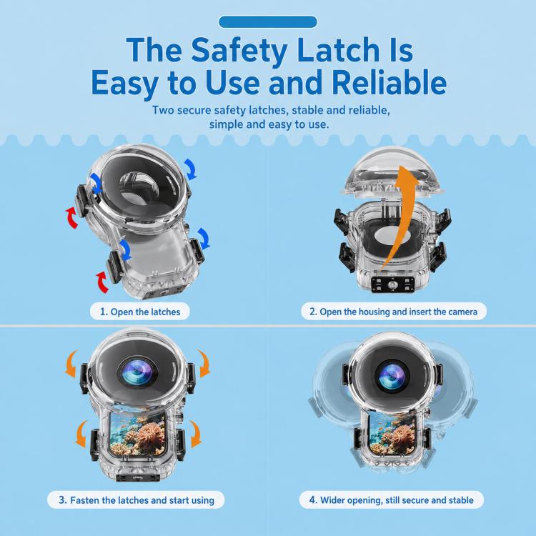 For Insta360 X6 Magnetic Quick Release Waterproof Housing 360 Panoramic 60m Dive Case, 360 Panoramic Magnetic