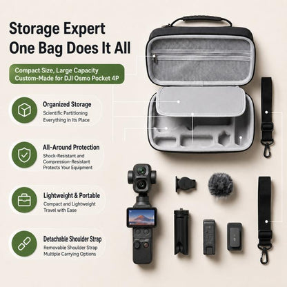 For DJI Osmo Pocket 4P All-In-One Carrying Case Travel Storage Bag With Shoulder Strap