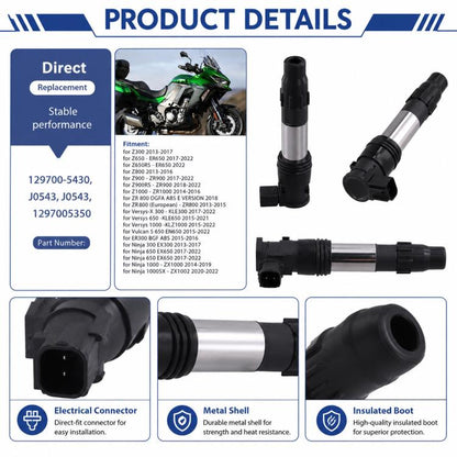 For Kawasaki Motorcycle Ignition Coil 129700-5430 / 07T2214130 / J0543 / 21171-0033