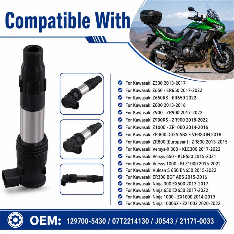For Kawasaki Motorcycle Ignition Coil 129700-5430 / 07T2214130 / J0543 / 21171-0033