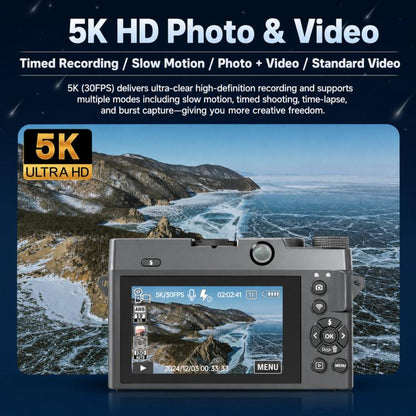 WD07 Dual 75MP Front Rear Camera Wi-Fi HD Digital Camera CCD Selfie 5K Mirrorless Camera