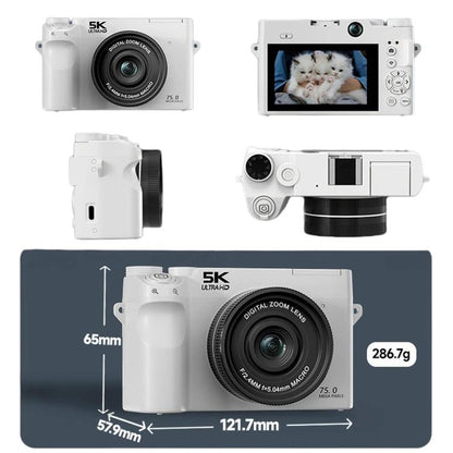 WD07 Dual 75MP Front Rear Camera Wi-Fi HD Digital Camera CCD Selfie 5K Mirrorless Camera