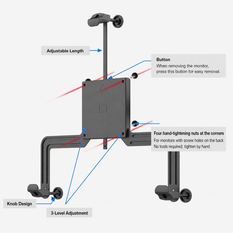 A2 Universal Computer LCD Monitor Robotic Arm Stand With Non-Hole Accessories