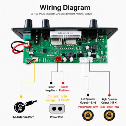 2 X 10W Amplifier Board Car Bluetooth MP3 Decoder Board Cartridge Speaker Player, Color Box Large Remote Control, Color Box Small Remote Control