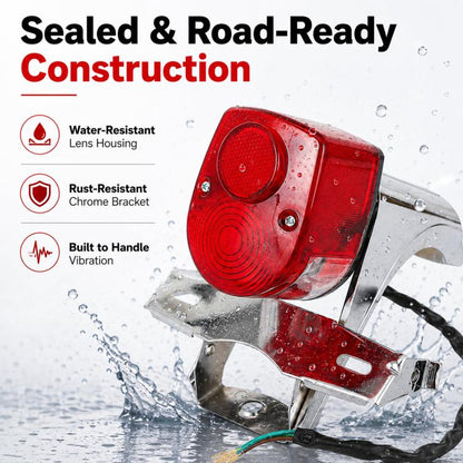 Rear Brake Tail Light Assembly with Bracket for Honda ST70 DAX ST50 ST90 CT50 CT70 Mini Bike, Rear Brake Tail Light