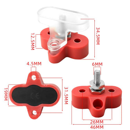 48V Car Yacht Heavy Duty Terminals With Transparent Cover, M6 Red Single Stud, M6 Black Single Stud, M6 Red Double Stud, M6 Black Double Stud, M6 Red Double Stud with Washer, M6 Black Double Stud with Washer, M8 Red Single Stud, M8 Black Single Stud