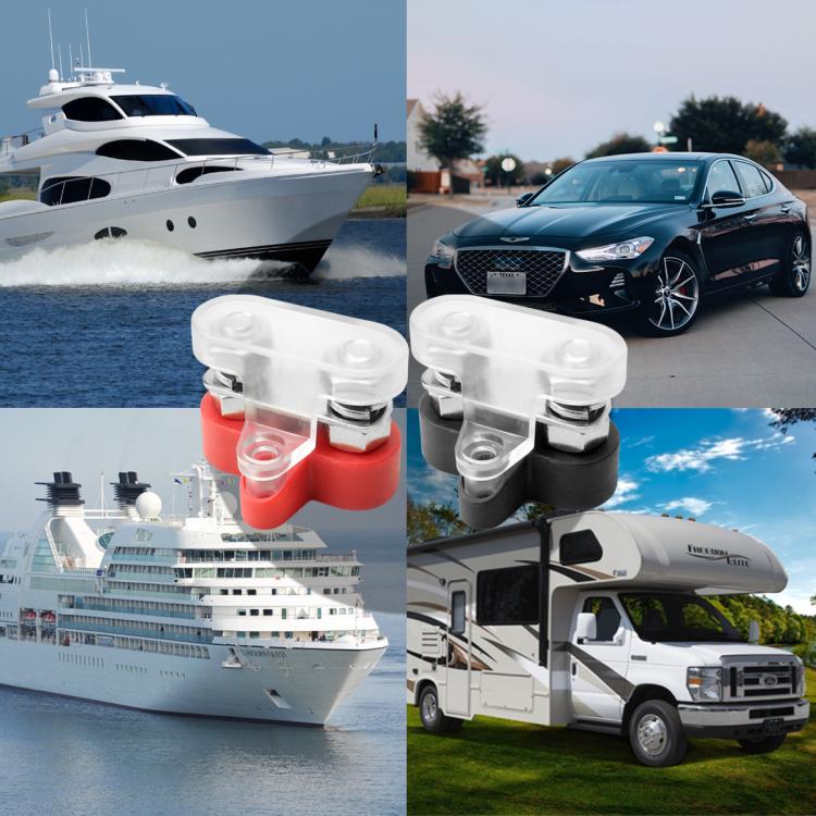 48V Car Yacht Heavy Duty Terminals With Transparent Cover, M6 Red Single Stud, M6 Black Single Stud, M6 Red Double Stud, M6 Black Double Stud, M6 Red Double Stud with Washer, M6 Black Double Stud with Washer, M8 Red Single Stud, M8 Black Single Stud