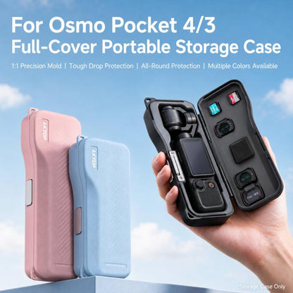 For DJI Osmo Pocket 4/3 LKTOP Hard Carrying Case Protective Storage Box with Wrist Strap, Short Black, Short Pink, Short Grey, Short Blue, Long Black, Long Pink, Long Grey, Long Blue