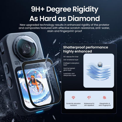 For Insta360 X6 aMagisn Tempered Glass Screen Protector HD Clear Anti-Scratch Protective Film, 1 Set, 2 Sets
