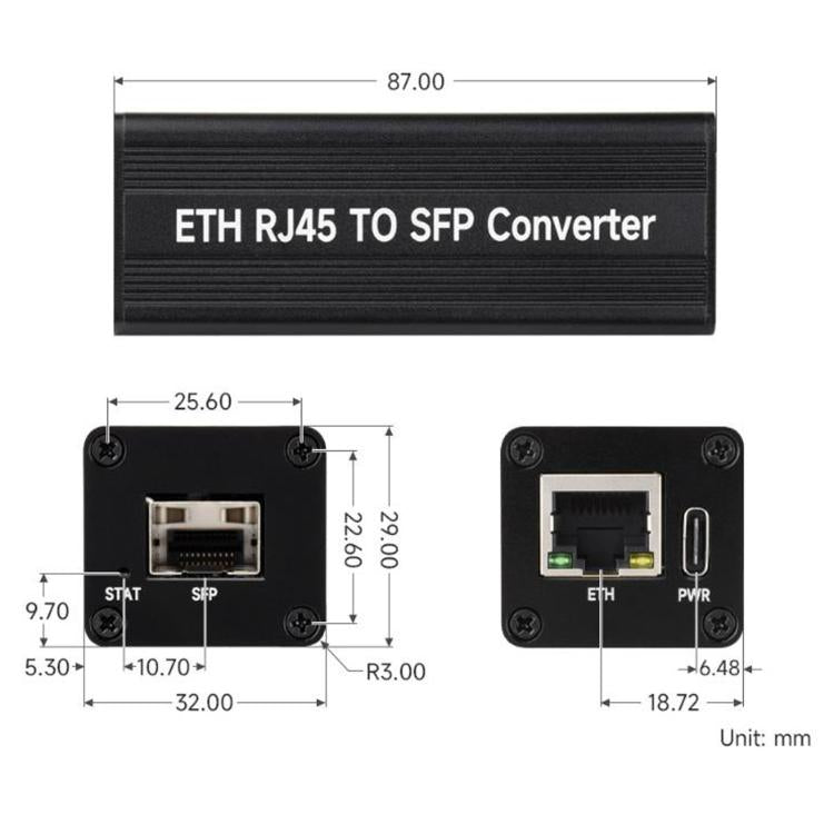 WAVESHARE Gigabit Auto-Negotiation SFP Fiber-To-Ethernet Converter RTL8213B Controller Chip, With PoE, No PoE