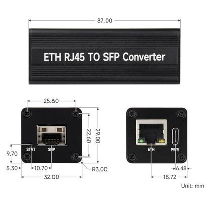 WAVESHARE Gigabit Auto-Negotiation SFP Fiber-To-Ethernet Converter RTL8213B Controller Chip, With PoE, No PoE