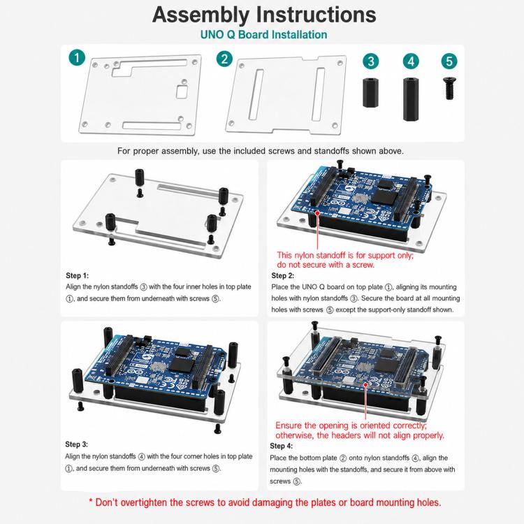 WAVESHARE For Arduino UNO Q Development Board Enclosure Kit Upgrade Version, 2GB+16GB, 4GB+32GB
