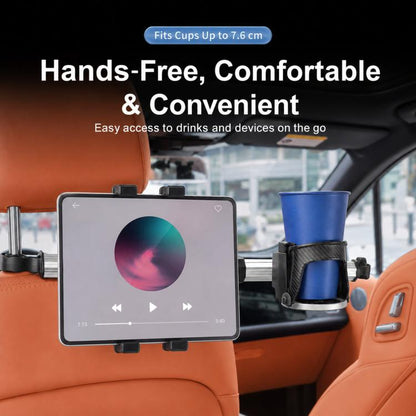 Car Seat Back Aluminum Tube Phone Holder Cup Holder With Hooks
