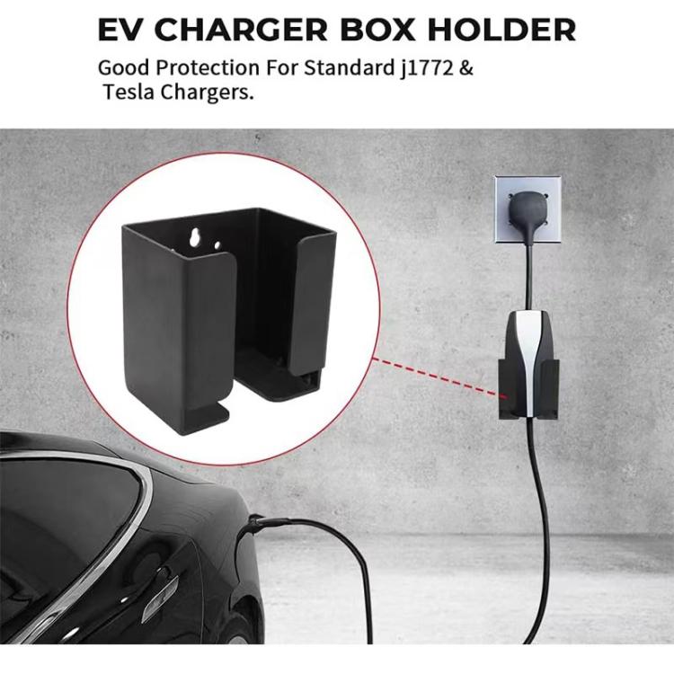 For J1772 US Standard EV Charger Holder and Control Box Bracket Set Holster and Cable Organizer, Metal, Standard