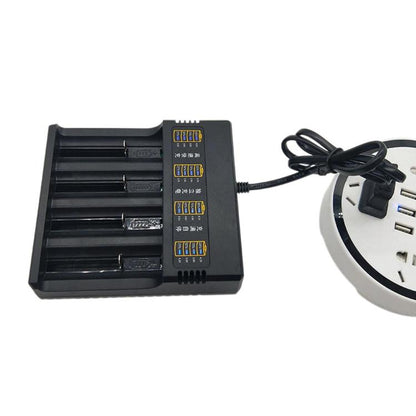 Universal 4-Slot Lithium Battery Charger With Power Level Display, US Plug, EU Plug