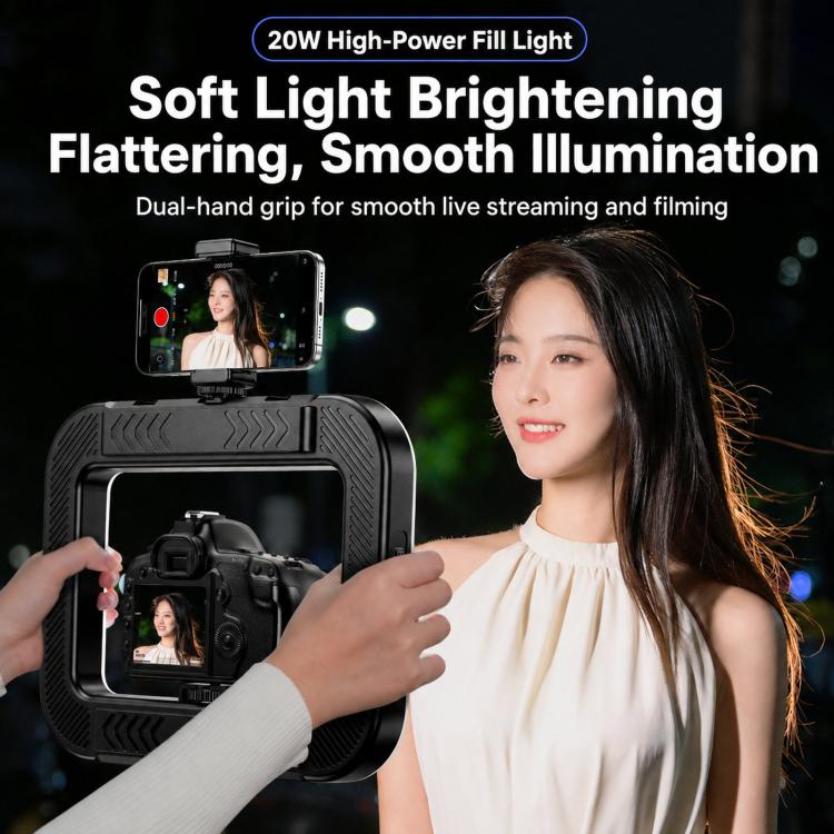 Handheld Smartphone Video Rig Light Rechargeable Camera Cage Ring Light, 4400mAh, 6600mAh, 8000mAh