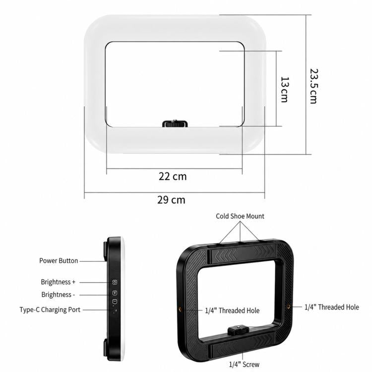 Handheld Smartphone Video Rig Light Rechargeable Camera Cage Ring Light, 4400mAh, 6600mAh, 8000mAh
