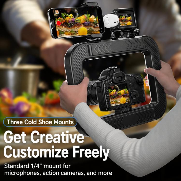 Handheld Smartphone Video Rig Light Rechargeable Camera Cage Ring Light, 4400mAh, 6600mAh, 8000mAh