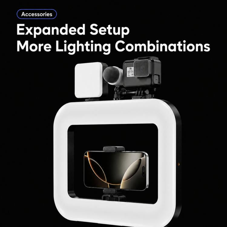 Handheld Smartphone Video Rig Light Rechargeable Camera Cage Ring Light, 4400mAh, 6600mAh, 8000mAh