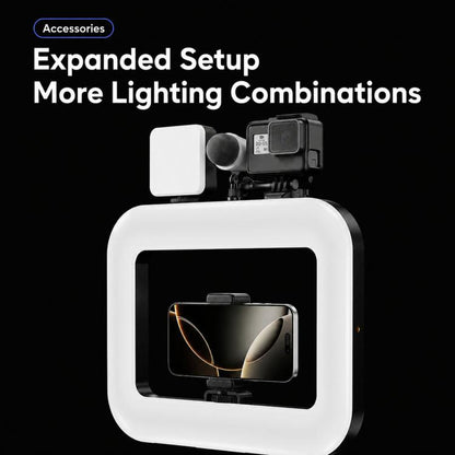 Handheld Smartphone Video Rig Light Rechargeable Camera Cage Ring Light, 4400mAh, 6600mAh, 8000mAh