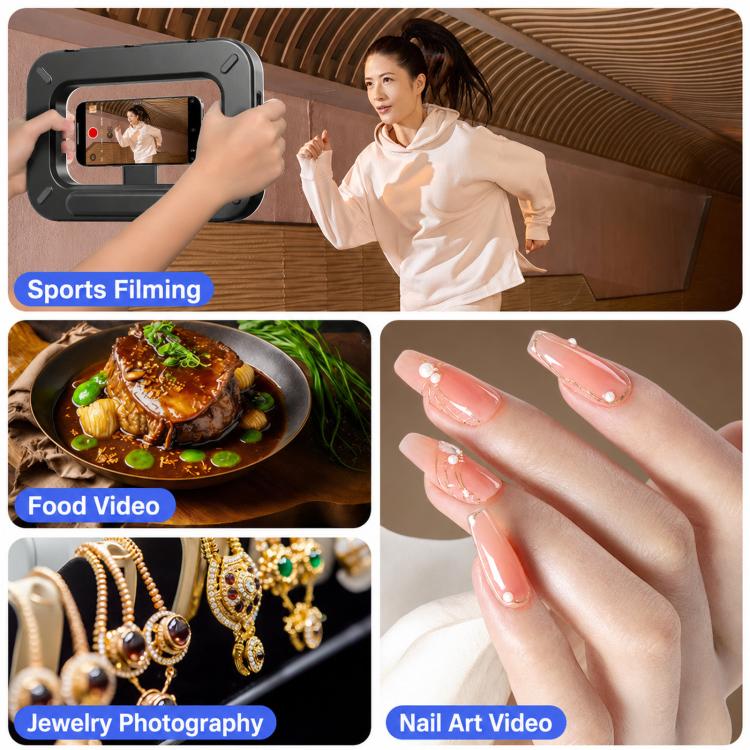 Handheld Smartphone Video Rig Light Rechargeable Camera Cage Ring Light, 4400mAh, 6600mAh, 8000mAh