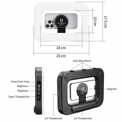 Phone Video Rig Light Rechargeable Handheld Selfie Ring Light, ZGRL01 Three-Color Temperature