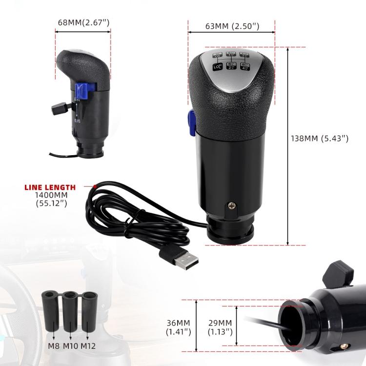 USB Gear Shift Knob For Logitech G29 / G27 / G920 Thrustmaster TH8A PC Truck Simulator Shifter, SFN190