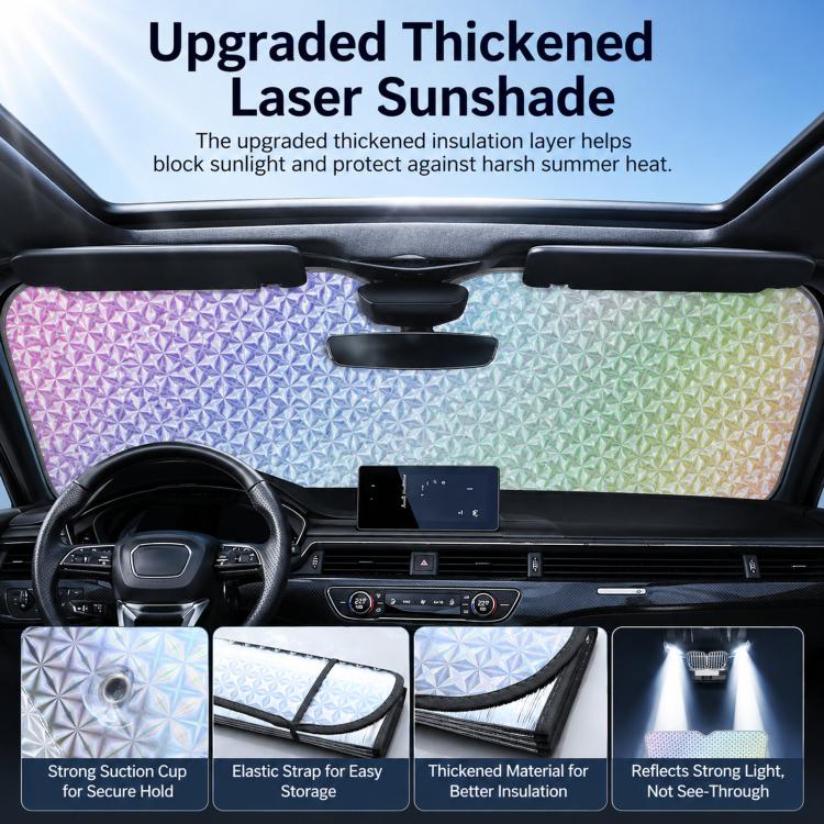 Car Windshield Laser-Etched Thickened Foldable Sunshade, 140x70cm, 130x60cm, 130x70cm, 140x75cm, 150x80cm