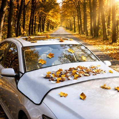 Car Windshield Rain Gutters Prevent Leaf Bird Droppings Dust Cover, Front Aluminum Tint, Front Polyester Taffeta