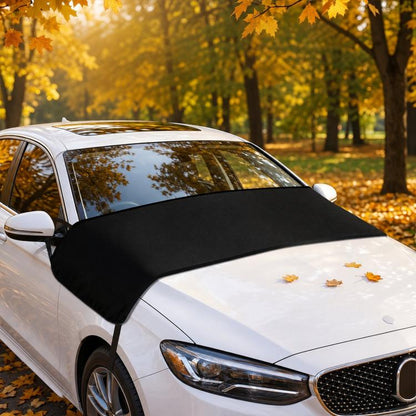 Car Windshield Rain Gutters Prevent Leaf Bird Droppings Dust Cover, Front Aluminum Tint, Front Polyester Taffeta