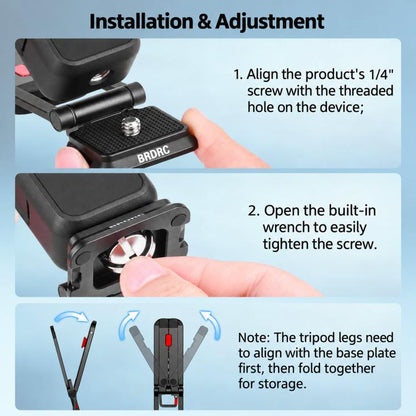 BRDRC Rotating Magnetic Tripod Expansion Clip For DJI Osmo Pocket 4P / Insta360 X6