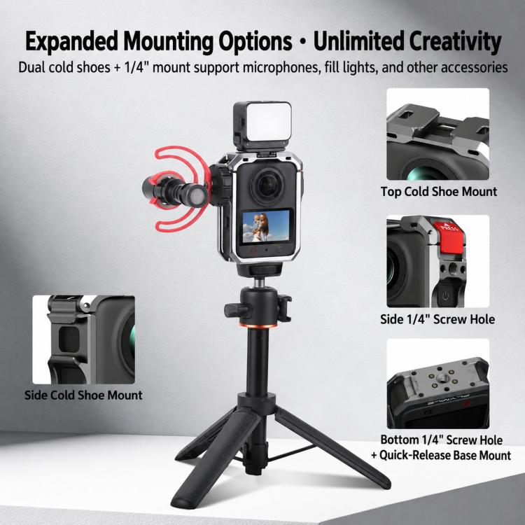 For DJI Osmo 360 II Flymile Quick-Release Extended Protective Cage Lens Cap