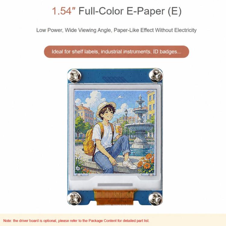 Waveshare 1.54inch E6 E-Paper Display, E Ink Spectra 6 Full-Color, 240X240 Pixels, SPI Interface, Without Driver Board, With Driver Board