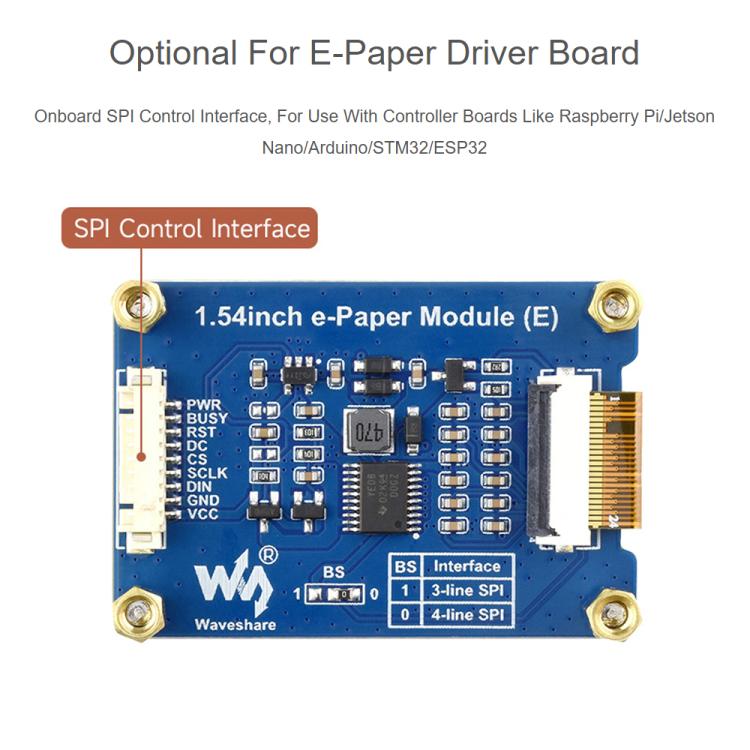 Waveshare 1.54inch E6 E-Paper Display, E Ink Spectra 6 Full-Color, 240X240 Pixels, SPI Interface, Without Driver Board, With Driver Board