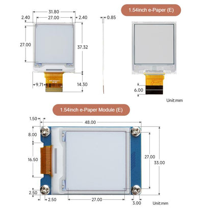 Waveshare 1.54inch E6 E-Paper Display, E Ink Spectra 6 Full-Color, 240X240 Pixels, SPI Interface, Without Driver Board, With Driver Board