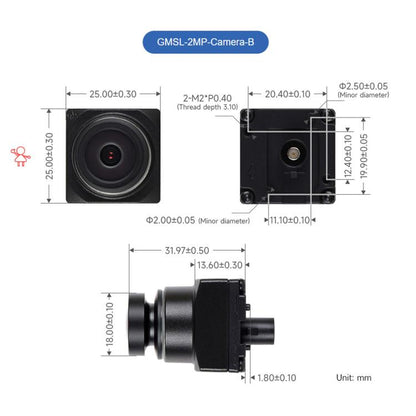 Waveshare 2MP GMSL Camera Module With 118.4-Degree Wide FOV Automotive-Grade Image Sensor, 35539