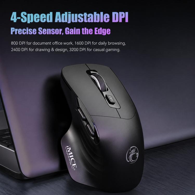 IMICE G209 Wireless Mouse Dual Mode Bluetooth 2.4G Ergonomic Rechargeable Optical Mice