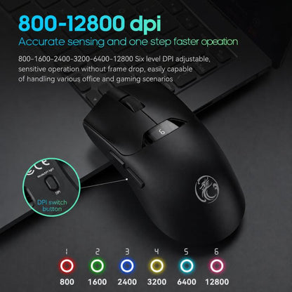 iMICE G206 Tri-Mode Wireless Gaming Mouse Lightweight Screen 12800DPI Rechargeable, G206