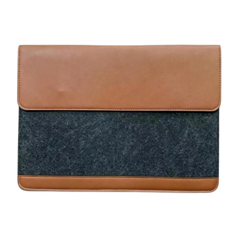 Felt Laptop Sleeve Bag PU Leather Cover Envelope Case Magnetic Closure, 14-15.4 inch, 13-14 inch