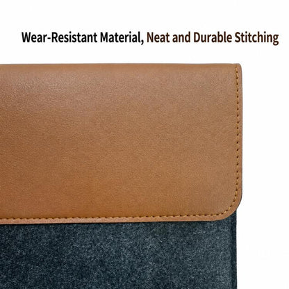 Felt Laptop Sleeve Bag PU Leather Cover Envelope Case Magnetic Closure, 14-15.4 inch, 13-14 inch