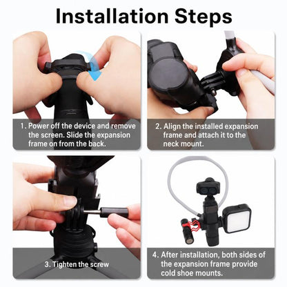 For Insta360 Luna Pro / Ultra Dual Cold Shoe Expansion Cage, Only Cage, Neck Mount Set