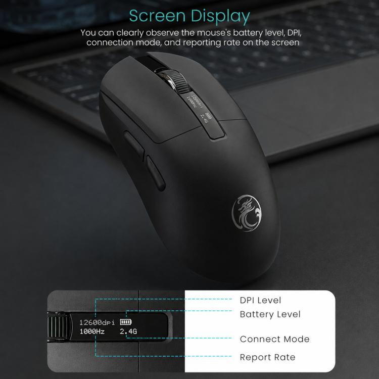 iMICE G200 Tri-Mode Wireless Gaming Bluetooth Mouse Lightweight Office Mouse With Display