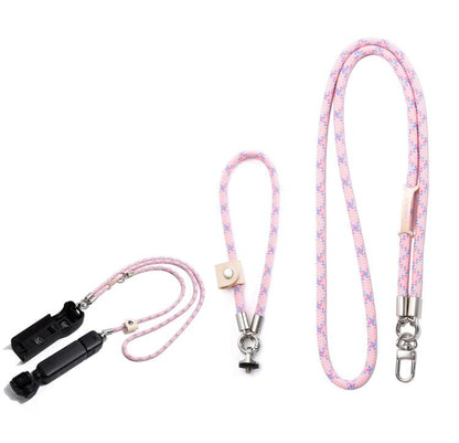 Cwatcun D232 Camera Lanyard 2 In 1 Crossbody Neck Strap Adjustable Wrist Rope With 1/4 Screw Quick Release Clasp, Small Pink, Small Light Gray, Medium Light Gray