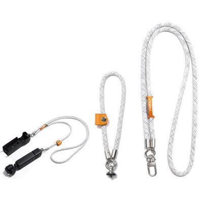 Cwatcun D232 Camera Lanyard 2 In 1 Crossbody Neck Strap Adjustable Wrist Rope With 1/4 Screw Quick Release Clasp, Small Pink, Small Light Gray, Medium Light Gray