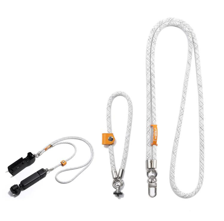 Cwatcun D232 Camera Lanyard 2 In 1 Crossbody Neck Strap Adjustable Wrist Rope With 1/4 Screw Quick Release Clasp, Small Pink, Small Light Gray, Medium Light Gray